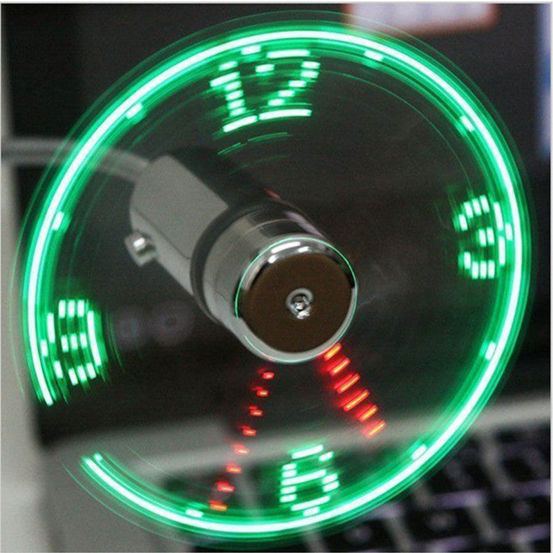 Mini USB Fan with LED Clock